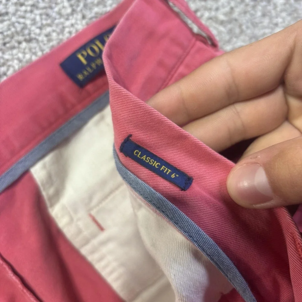 Polo Ralph Lauren Shorts Mens 35 Red Classic Fit Chino Casual Summer 6 Inseam
